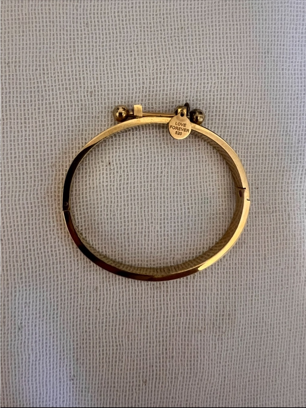 Love Forever 520” Gold Tone Hinged Bangle Bracelet